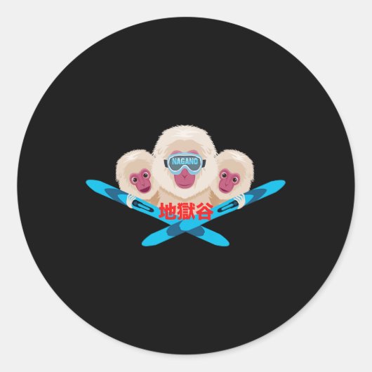 Nagano-skiër ronde sticker (Voorkant)