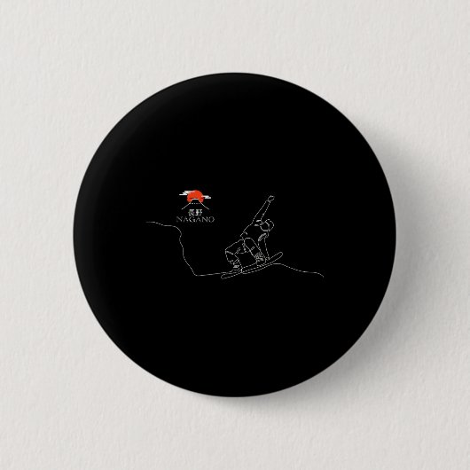 Nagano Snowboarden Ronde Button 5,7 Cm (Voorkant)