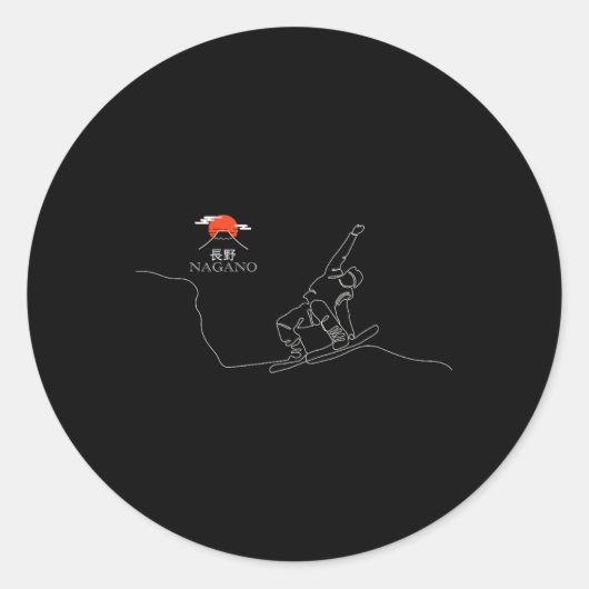 Nagano Snowboarden Ronde Sticker (Voorkant)