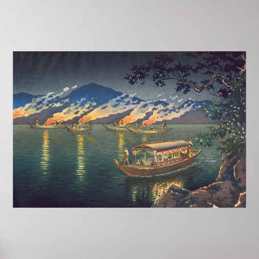 Nagaragawa Cormorant Vissen Tsuchiya Koitsu Poster (Voorkant)