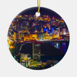 Nagasaki Japan 's nachts Keramisch Ornament