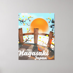 Nagasaki Japans bloesem poster. Canvas Afdruk