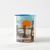 Nagasaki Japans bloesem poster. Tweekleurige Koffiemok (Center)