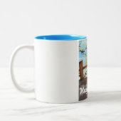 Nagasaki Japans bloesem poster. Tweekleurige Koffiemok (Links)