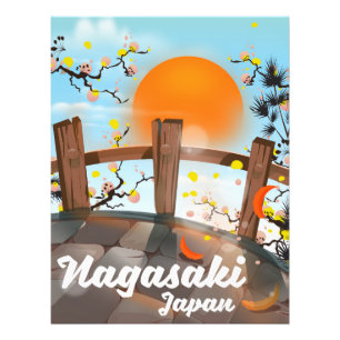 Nagasaki Japanse kersenbloesem poster. Foto Afdruk
