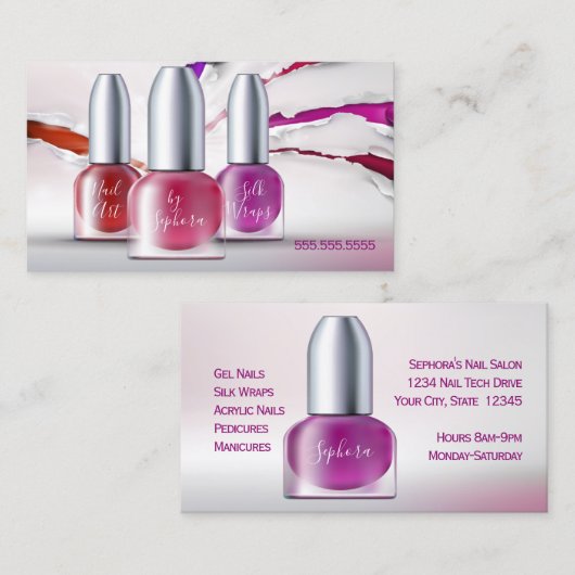 Nagel Art Technicus - Trendy Nagellakflessen Visitekaartje (Voorkant / Achterkant)