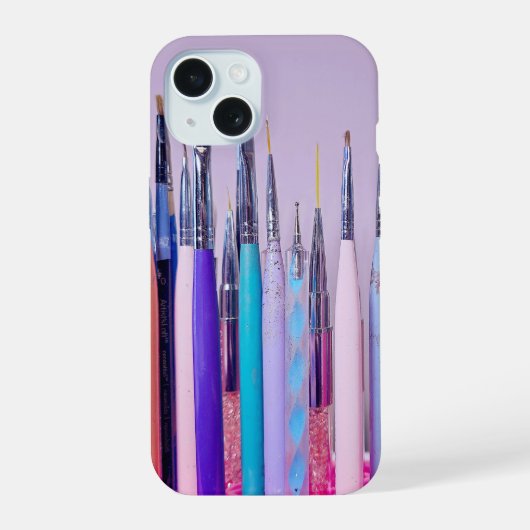 Nagel Kunst Borstel Collectie iPhone 15 Case (Achterkant)