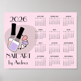 Nagel Kunst Manicure Ontwerp 2026 Kalender Poster