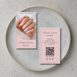 Nagel Kunst Salon Manicurist QR Roze Visitekaartje