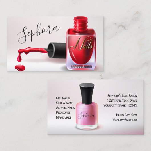 Nagel Kunsttechnicus  - Rode Nagellak Visitekaartje (Voorkant / Achterkant)