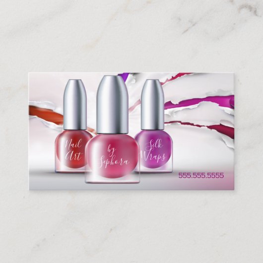 Nagel Kunsttechnicus - Trendy nagellakflessen Visitekaartje (Voorkant)