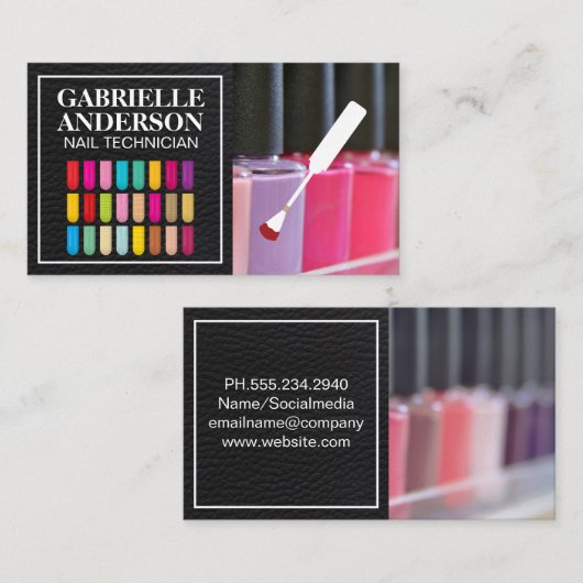 Nagel Lak en Borstel | Gekleurde Nails Visitekaartje (Voorkant / Achterkant)