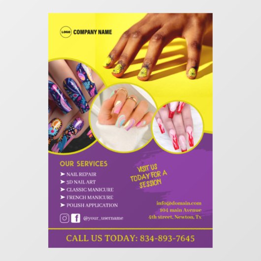 Nagel Salon Diensten Aangepaste Ramensticker Raamsticker (Vel)