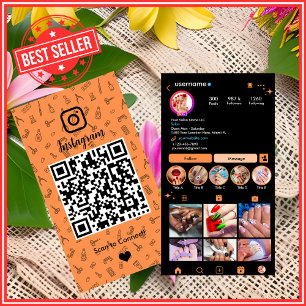 Nagel Salon Instagram Oranje QR Visitekaartje