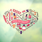 Nagel Salon Loopklanten Welkom Nagel Pedicure Hart Raamsticker (Vel 3)