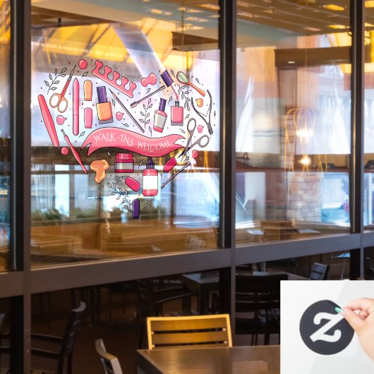 Nagel Salon Loopklanten Welkom Nagel Pedicure Hart Raamsticker (Restaurant Raam)