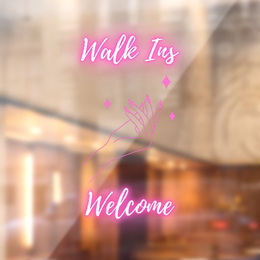 Nagel Salon Loopklanten Welkom Roze Raamsticker (Vel 2)