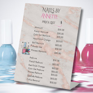 Nagel Salon Manicuriste Roze Goud QR Prijslijst  Reclamebord Met Voetstuk