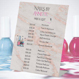 Nagel Salon Manicuriste Roze Goud QR Prijslijst Reclamebord Met Voetstuk