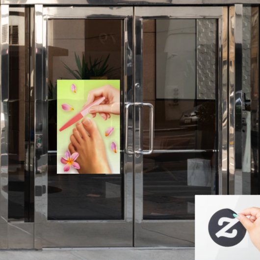 Nagel Salon Pedicure Bloem Realistisch  Raamsticker (Kantoordeur)