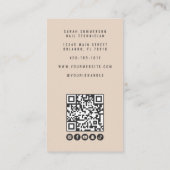 Nagel Salon QR Code Foto Script Beige Visitekaartje (Achterkant)
