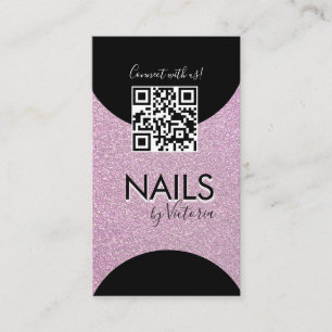 Nagel Salon Schoonheidskunstenaar QR Code Nep Glit Visitekaartje