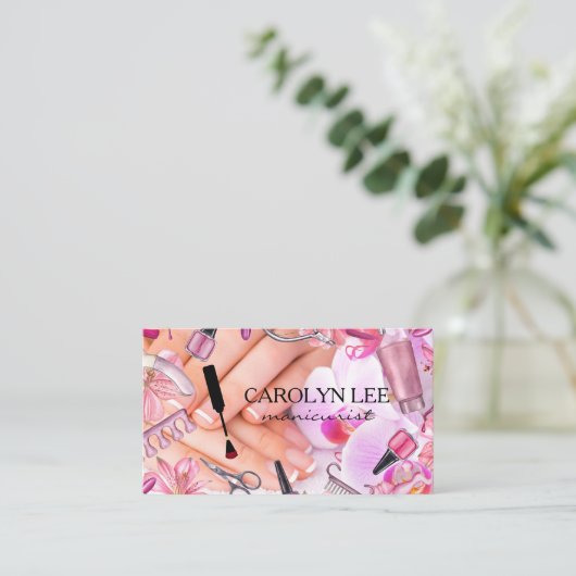 Nagel Salon Tools Uitrusting | Gemanicuurde Handen Visitekaartje (Staand voorkant)