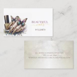 Nagel Salon Vrouw Hand Nagels Vlinder Visitekaartje