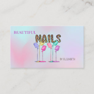 Nagel Salon Vrouw Nagellak Holografisch Visitekaartje