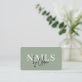 Nagel Specialist Kunstenaar Sage Green QR Code Visitekaartje (Staand voorkant)