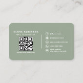 Nagel Specialist Kunstenaar Sage Green QR Code Visitekaartje (Achterkant)