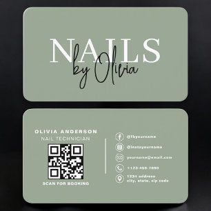 Nagel Specialist Kunstenaar Sage Green QR Code Visitekaartje