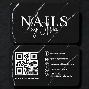 Nagel Specialist Kunstenaar Zwarte QR Code  Visitekaartje