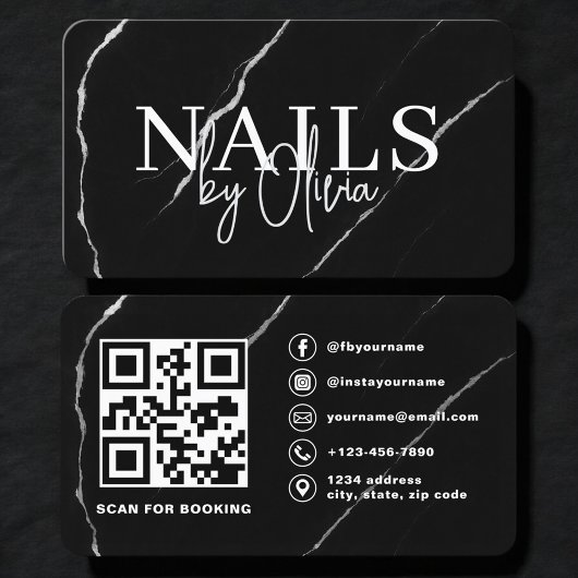 Nagel Specialist Kunstenaar Zwarte QR Code  Visitekaartje