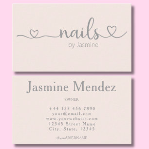 Nagel Tech Aardse Champagne Roze Manicure Salon Visitekaartje