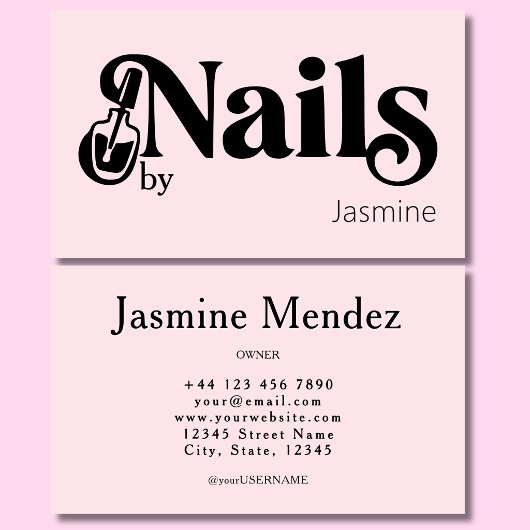 Nagel Tech Blush Roze Professionele Manicure Salon Visitekaartje