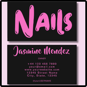 Nagel Tech Heet Roze Zwart Manicure Salon Visitekaartje