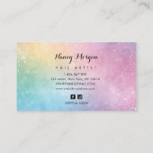 Nagel Tech Holografische Pastel Script Typografie Visitekaartje (Achterkant)