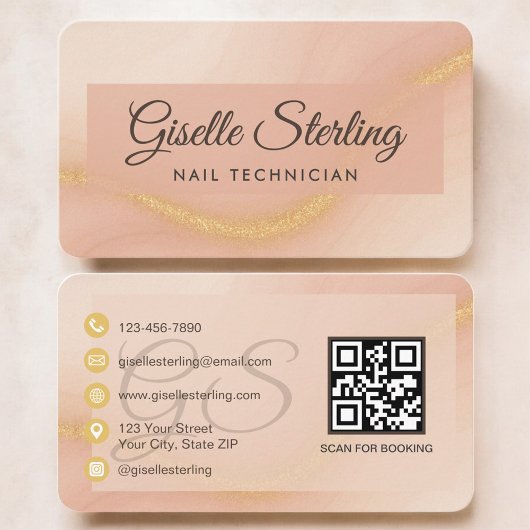 Nagel Tech Neutraal Terracotta QR Code Visitekaartje