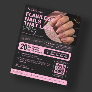Nagel Tech Salon Studio Schoonheid Esthetisch Roze Flyer