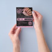 Nagel Tech Salon Studio Schoonheid Esthetisch Roze Flyer (Hand)