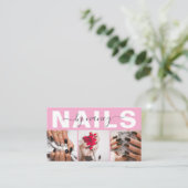 Nagel Tech Typografie Foto Roze  Visitekaartje (Staand voorkant)