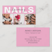 Nagel Tech Typografie Foto Roze  Visitekaartje (Voorkant / Achterkant)