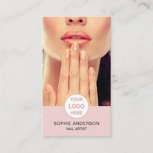 Nagelartiest Aangepast Logo Foto Roze Visitekaartje