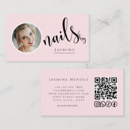 Nagelartiest Blush Roze Foto QR-code Sociale Icone Visitekaartje