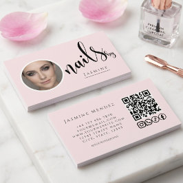 Nagelartiest Blush Roze Foto QR-code Sociale Icone Visitekaartje