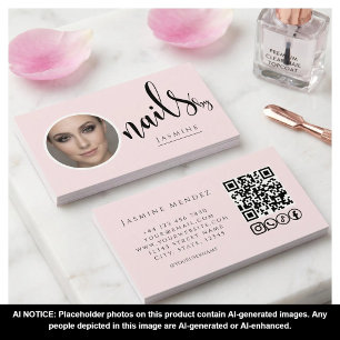 Nagelartiest Blush Roze Foto QR-code Sociale Icone Visitekaartje