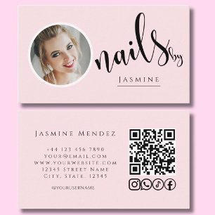 Nagelartiest Blush Roze Foto QR-code Sociale Icone Visitekaartje