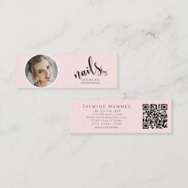 Nagelartiest Blush Roze Professionele Foto Qr Mini Visitekaartje