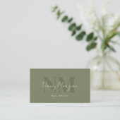 Nagelartiest Donkergroene Monogram QR-code Logo Visitekaartje (Staand voorkant)